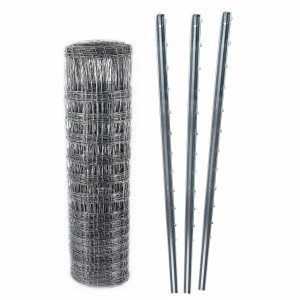 Aquagart Wildzaun-Set: 150m Knotengeflecht mit Z-Profil Zaunpfosten für Zäune & Mauern.