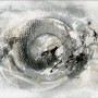 Abstraktes Leinwandbild in Grau- und Silber-Tönen, 116x84 cm, modernes Design.