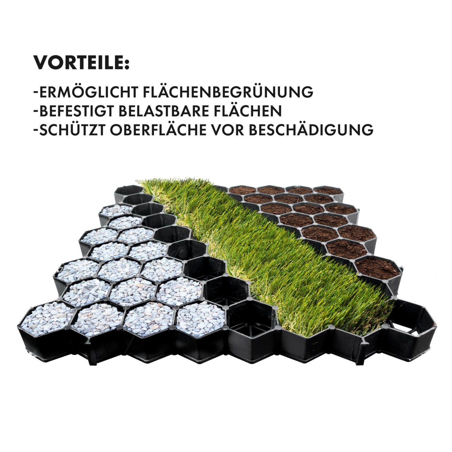 KARAT Rasengitter aus Kunststoff Paddockplatte für Bodenverstärkung