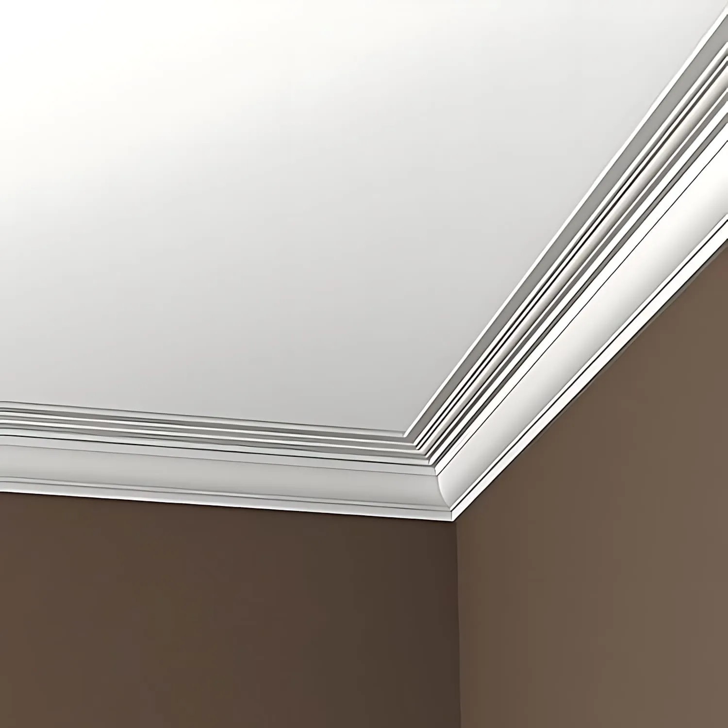 Eckleisten Set, 12 weiße Zierleisten (24m) aus Polyurethan Hartschaum für Decke und Wand.