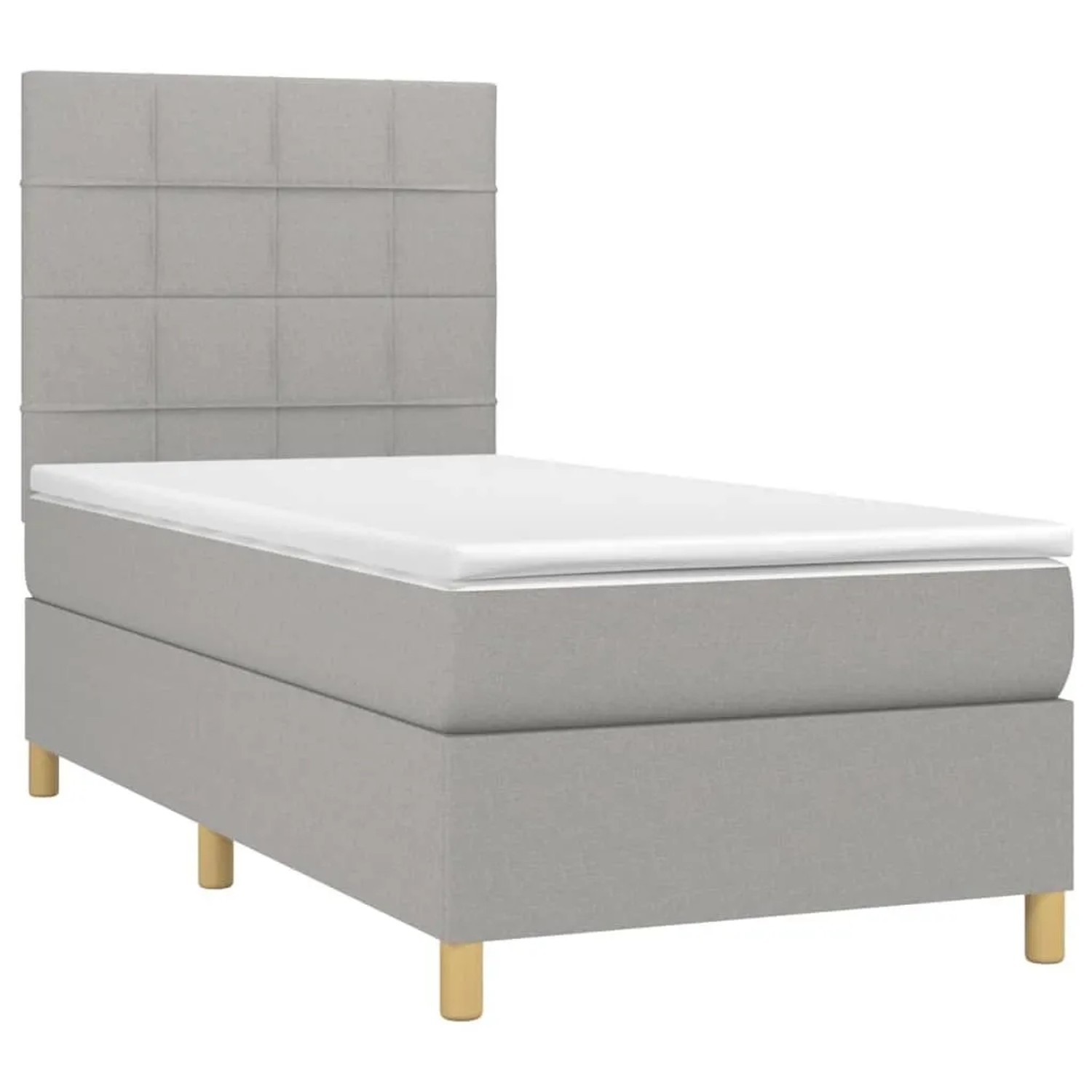vidaXL Boxspringbett mit Matratze & LED Hellgrau 90x200 cm Stoff 3135405 günstig online kaufen