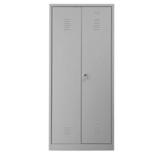 Grauer PROREGAL Garderobenspind mit 2 Fächern, Schloss, 180x80x50 cm, ideal für Werkstatt & Betrieb.