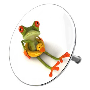 Sanilo Badewannenstöpsel Froggy mit Frosch und Ente im Schwimmreifen. Abflussstöpsel für Badewanne.