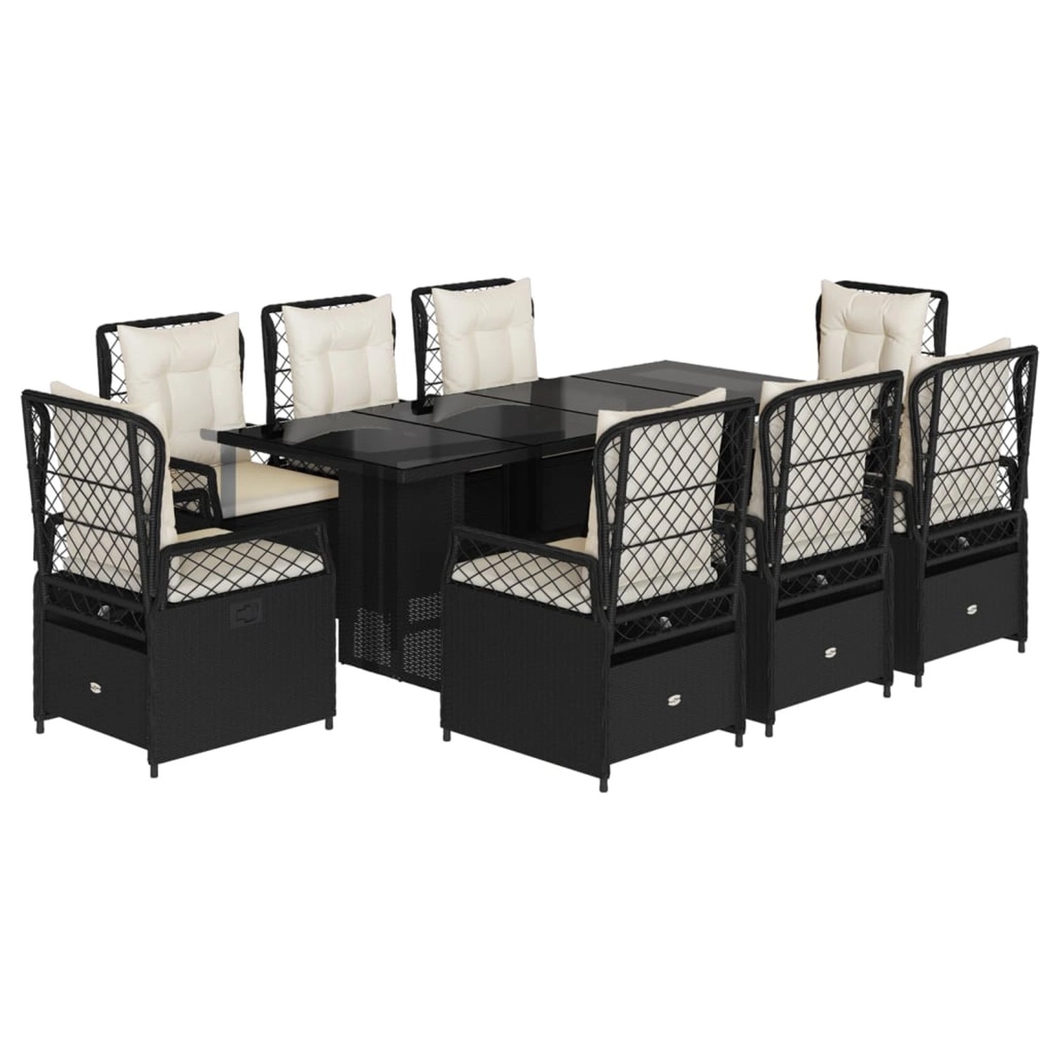 vidaXL 9-Tlg Garten-Essgruppe mit Kissen Schwarz Poly Rattan 3262923 günstig online kaufen