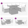 vidaXL 6-tlg. Garten-Sofagarnitur grau, Poly Rattan mit Akazienholz Tisch und Kissen, verschiedene Aufstellungen möglich.