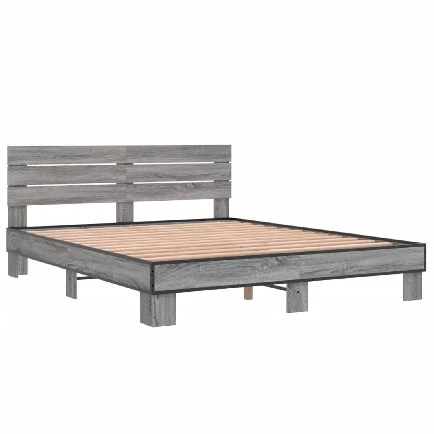 vidaXL Bettgestell Grau Sonoma 150x200 cm Holzwerkstoff und Metall 3280145 günstig online kaufen