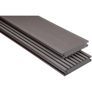 Kovalex WPC Terrassendiele, graubraun, gebürstet, Vollprofil. Meterware für individuelle Terrassen.