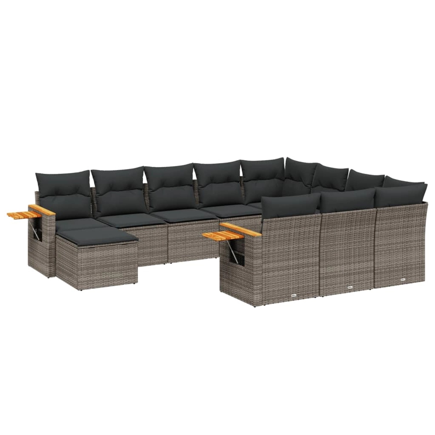 vidaXL 11-Tlg Garten-Sofagarnitur mit Kissen Grau Poly Rattan 3259610 günstig online kaufen
