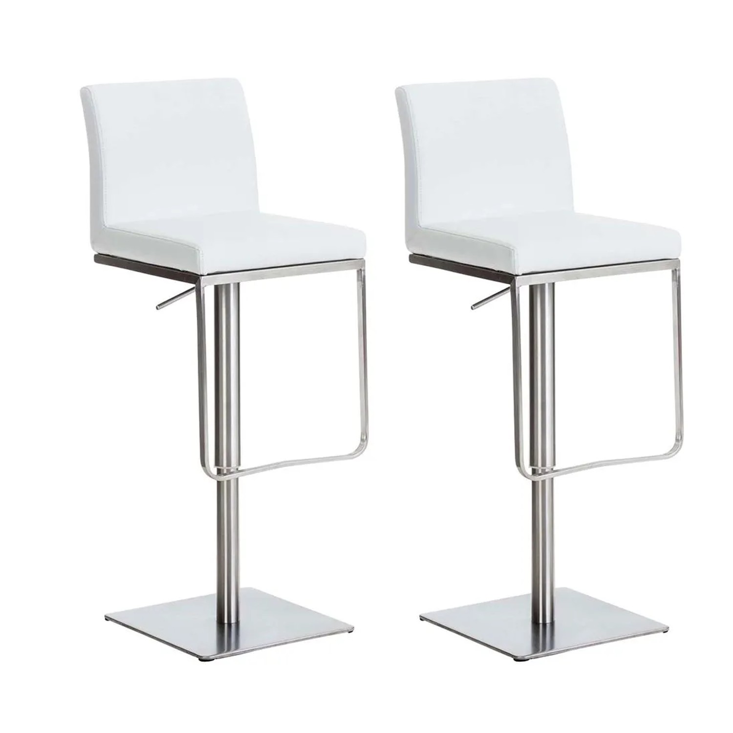 CLP 2er Set Barhocker Panama Kunstlederbezug Weiß/Edelstahl