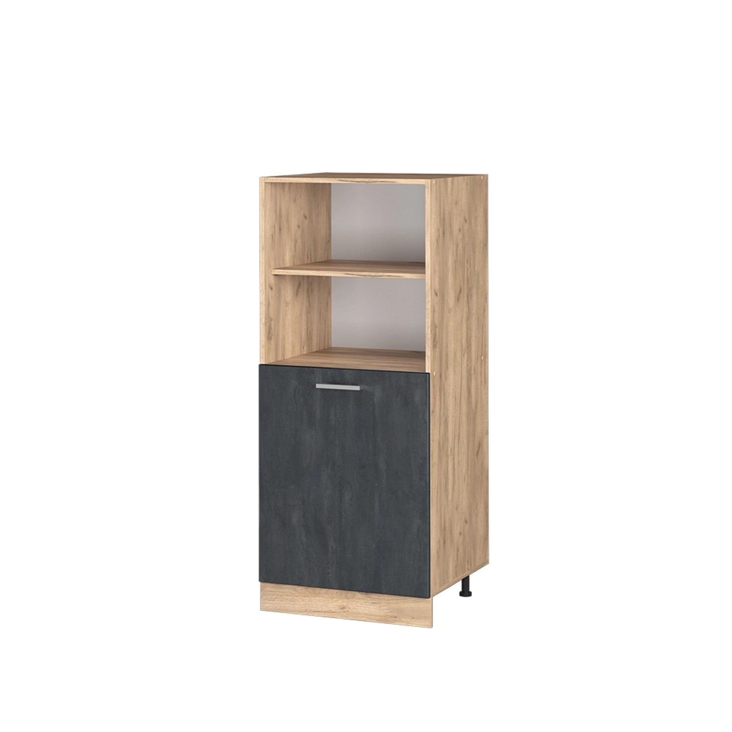 Vicco Herdumbauschrank R-Line Herdschrank Schwarz Beton/Goldkraft Eiche 60 cm mit Goldkraft Eiche Korpus