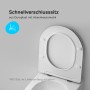 AM.PM Wand-WC mit Softclose-Sitz, spülrandlose Hänge-Toilette, Detailansicht des WC-Sitzes.