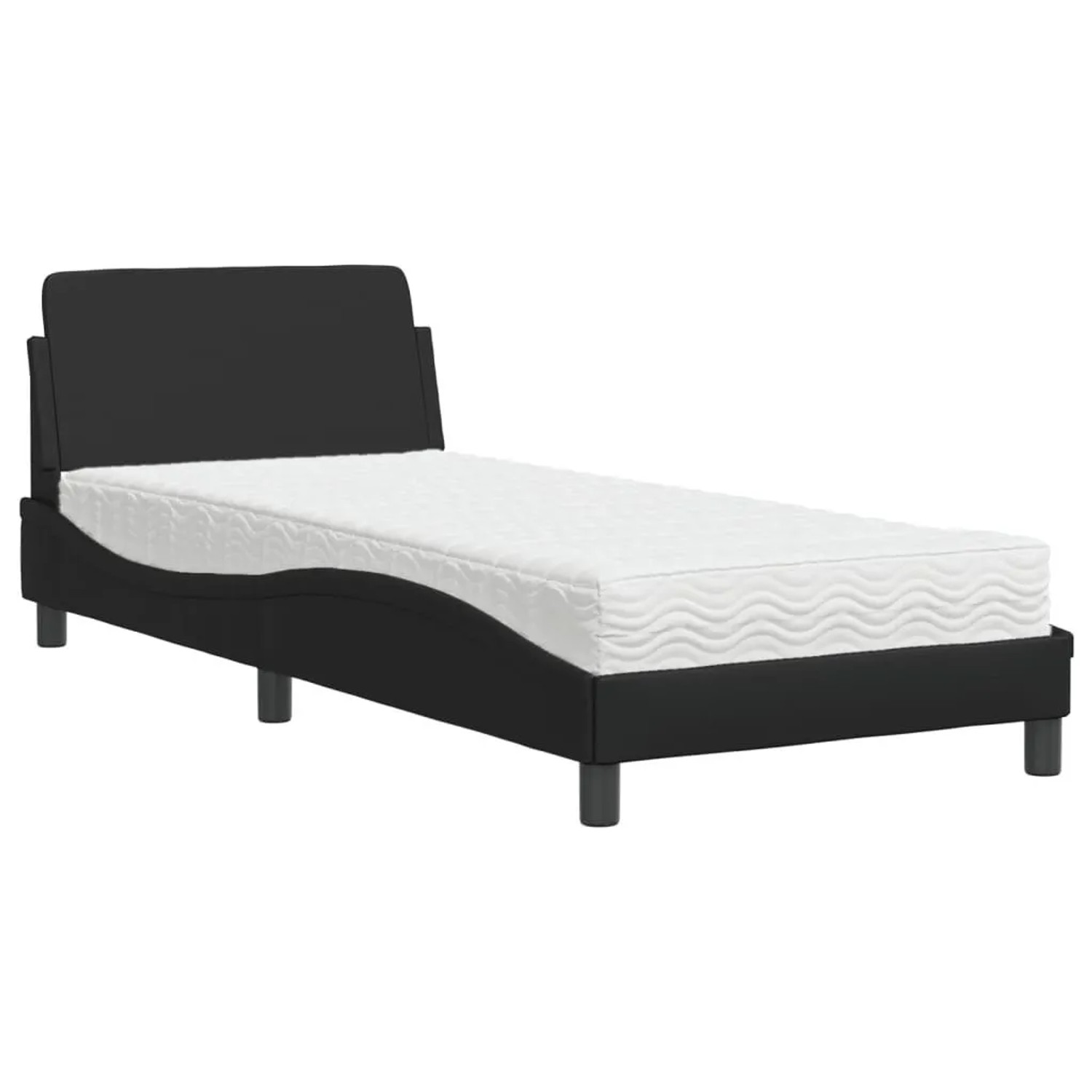vidaXL Bett mit Matratze Dover Schwarz 90x190 cm Kunstleder 3208317