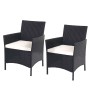 2er-Set anthrazitfarbene Poly-Rattan Gartensessel Halden mit creme-farbenen Kissen.