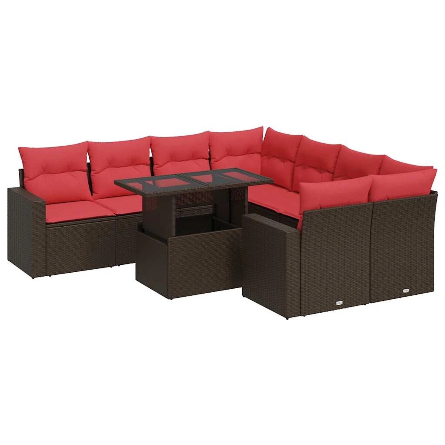 vidaXL 9-Tlg Garten-Sofagarnitur mit Kissen Braun Poly Rattan Akazie 332629 günstig online kaufen