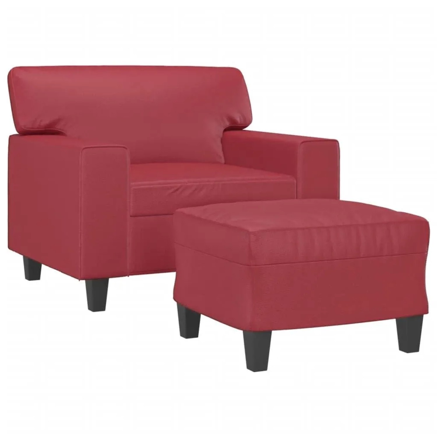 vidaXL Sessel mit Hocker Weinrot 60 cm Kunstleder 3201162