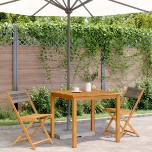 vidaXL Bistrostühle 2 Stk Grau Massivholz Akazie und Kordel 367679