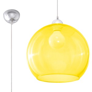 Gelbe Hängeleuchte Ball von Sollux Lighting, runde Form, Stahl/Glas, minimalistischer Stil.