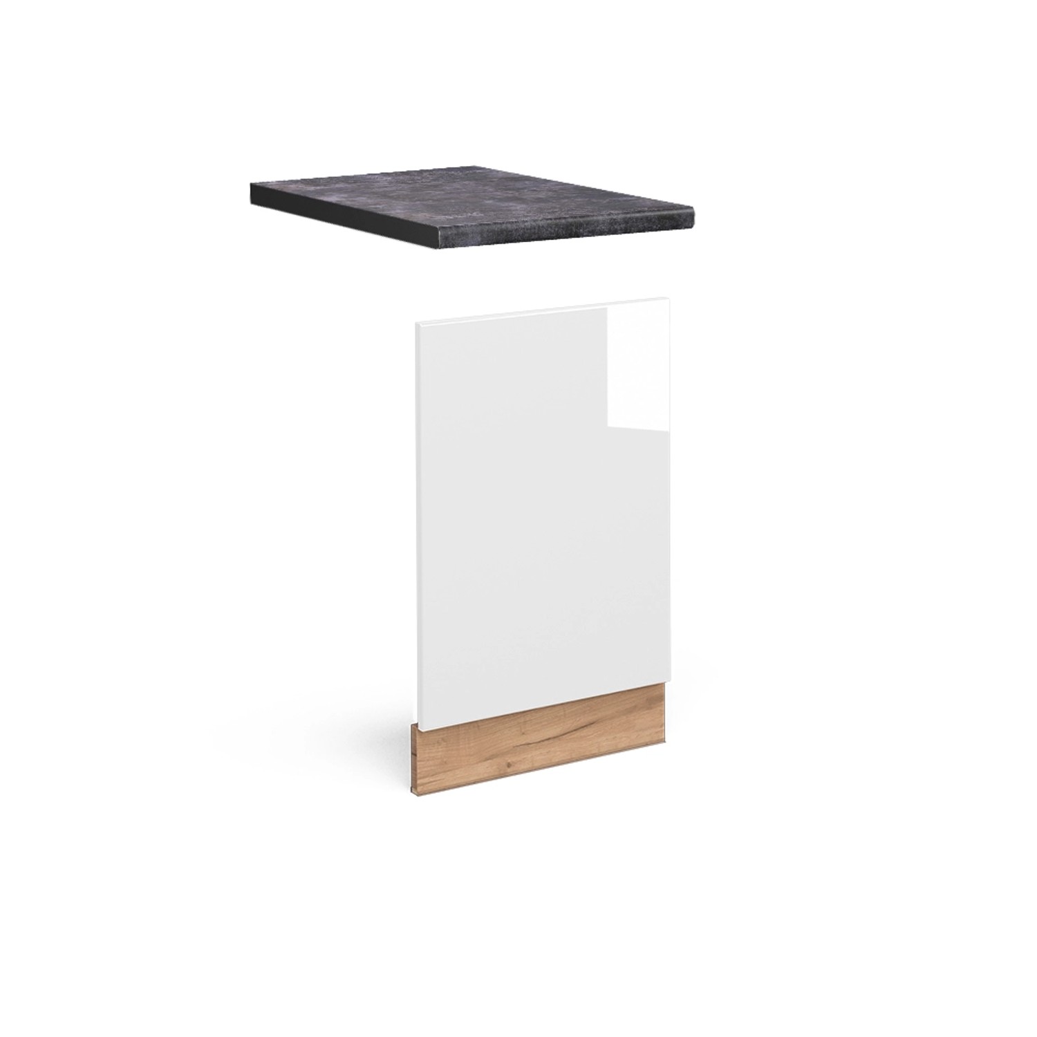 Vicco Frontblende Fame-Line Weiß Hochglanz/Goldkraft Eiche 45 cm AP Anthrazit