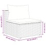 vidaXL Garten-Sofagarnitur, 3-teilig, schwarz, Poly Rattan, mit Kissen. Detailansicht mit Maßen.
