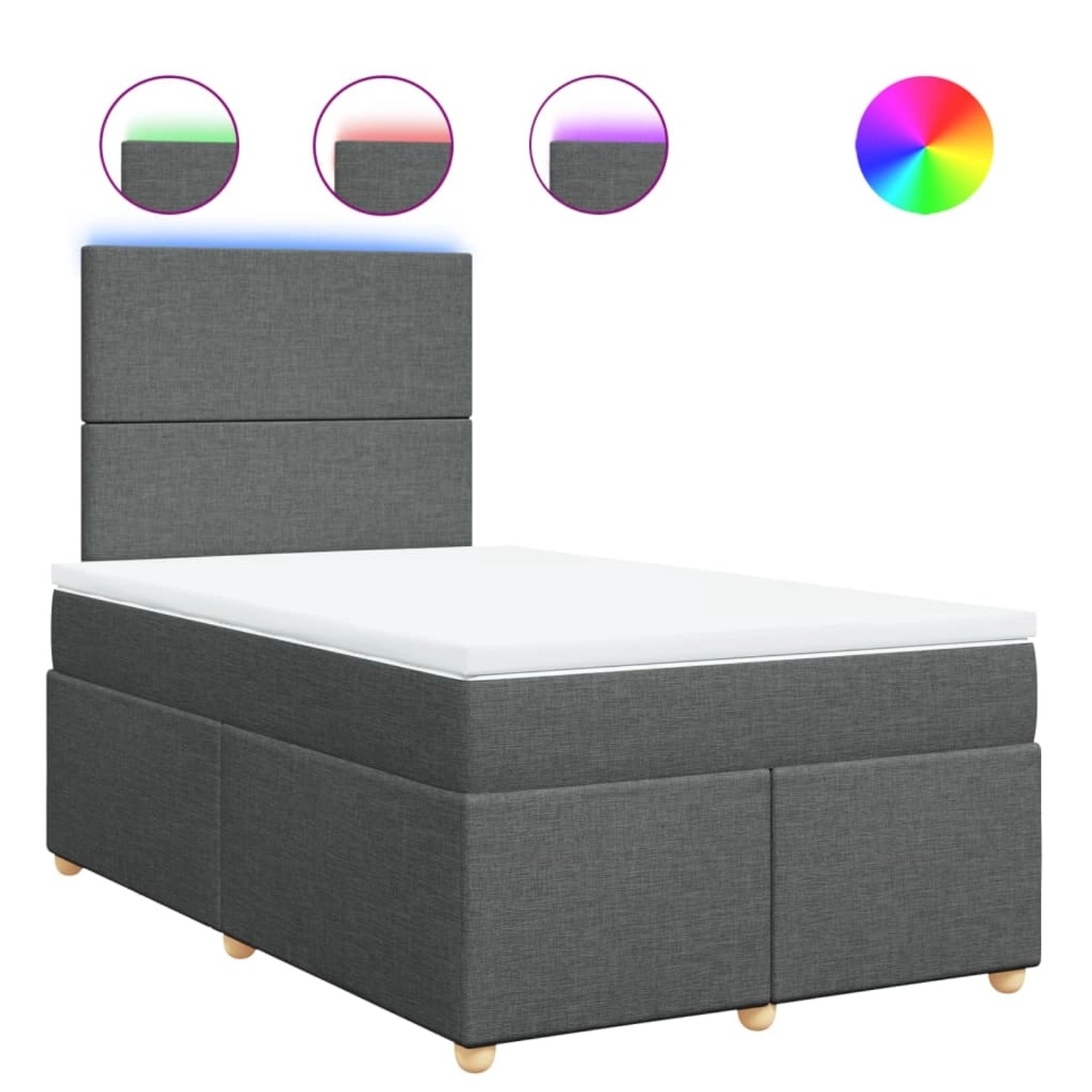 vidaXL Boxspringbett mit Matratze Dunkelgrau 120x200 cm Stoff 3293541 günstig online kaufen