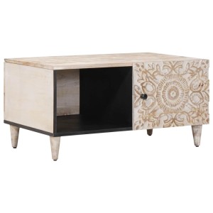vidaXL Couchtisch Weiß 80 x 50 x 40 cm Massivholz Mango 4018372
