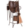 DELUKE Deko-Grill RESO, Antik Eisen, Rostfarben, 66x34x34cm, Mittelalter Grill Dekoration mit Metalltopf