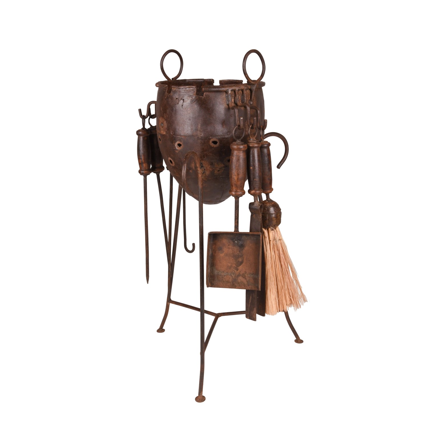 DELUKE Deko-Grill RESO Antik Eisen Rostfarben 66x34x34cm Mittelalter Grill Dekoration Metalltopf