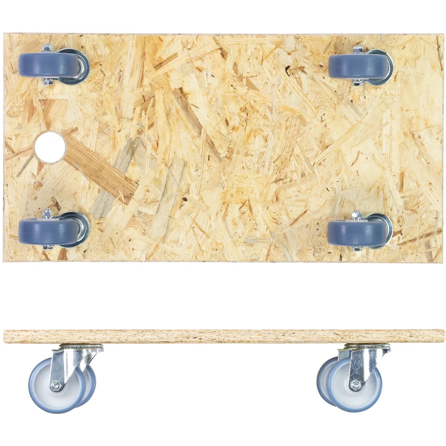 Wagner Transporthilfe mit 250 kg Tragkraft, OSB-Platte und vier Rollen für harte Böden.