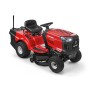 Roter Troy-Bilt Rasentraktor Pony 92 T-R Select mit Heckauswurf.