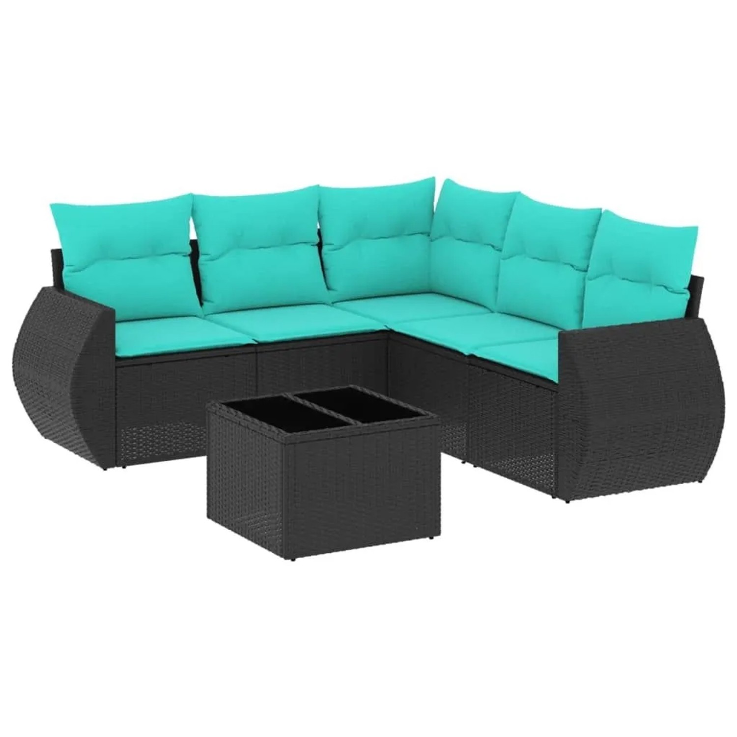 vidaXL 6-Tlg Gartensofa-Set mit Kissen Schwarz Polyrattan 3221356 günstig online kaufen