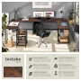 Tectake Schreibtisch Hamilton im Industrial Style mit Holz- und Stahl-Elementen, Eckschreibtisch mit Ablagefächern.