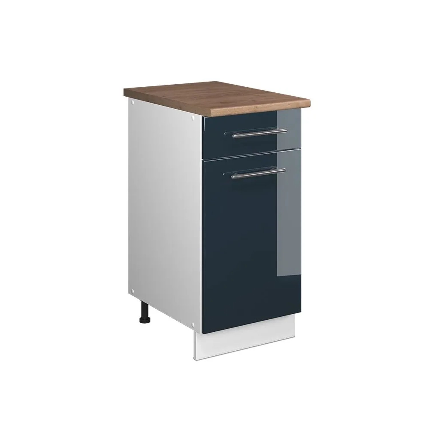Vicco Unterschrank für Spüle/Kochfeld Fame-Line Dunkelblau Hochglanz/Weiß 40 x 82 AP Eiche Art Nr 60926