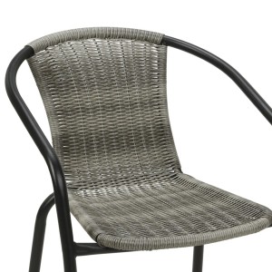 Mojawo Bistrostuhl aus Polyrattan, grau meliert und schwarz, stapelbarer Gartenstuhl.