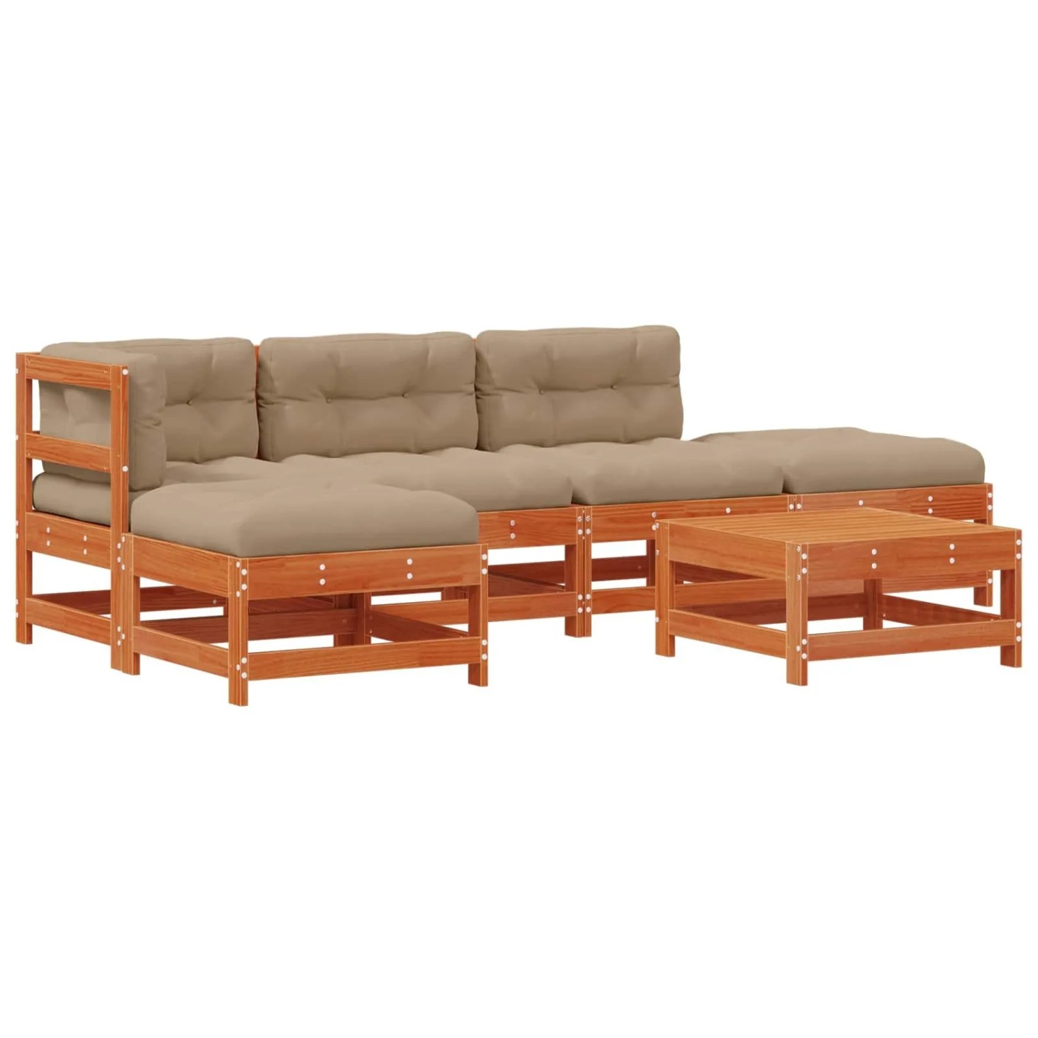 vidaXL Garten-Lounge-Set 5-Tlg Wachsbraun Massives Kiefernholz 3418119