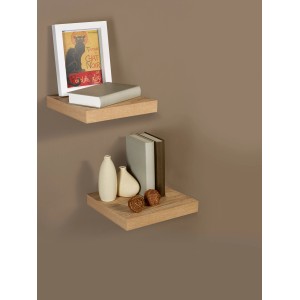 Zwei Wandregale Carlton in Eiche Hell mit Deko, schwebende Optik.