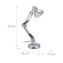Relaxdays Schreibtischlampe Metall Silber Verstellbar 54 cm x 25 cm x 15 cm 1,4 kg_4