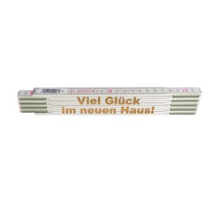 Stabila Zollstock 2m mit Lasergravur "Viel Glück im neuen Haus", ein ideales Messwerkzeug & Geschenk.