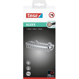 Tesa Aluxx Duschablage, verchromt, aus Aluminium. Rostfrei, einfache Montage ohne Bohren.