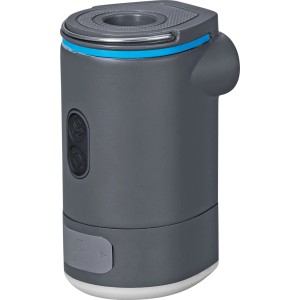 Bestway PowerTouch Akku-Luftpumpe, grau, mit Ladeanzeige und Aufsätzen für verschiedene Ventile.