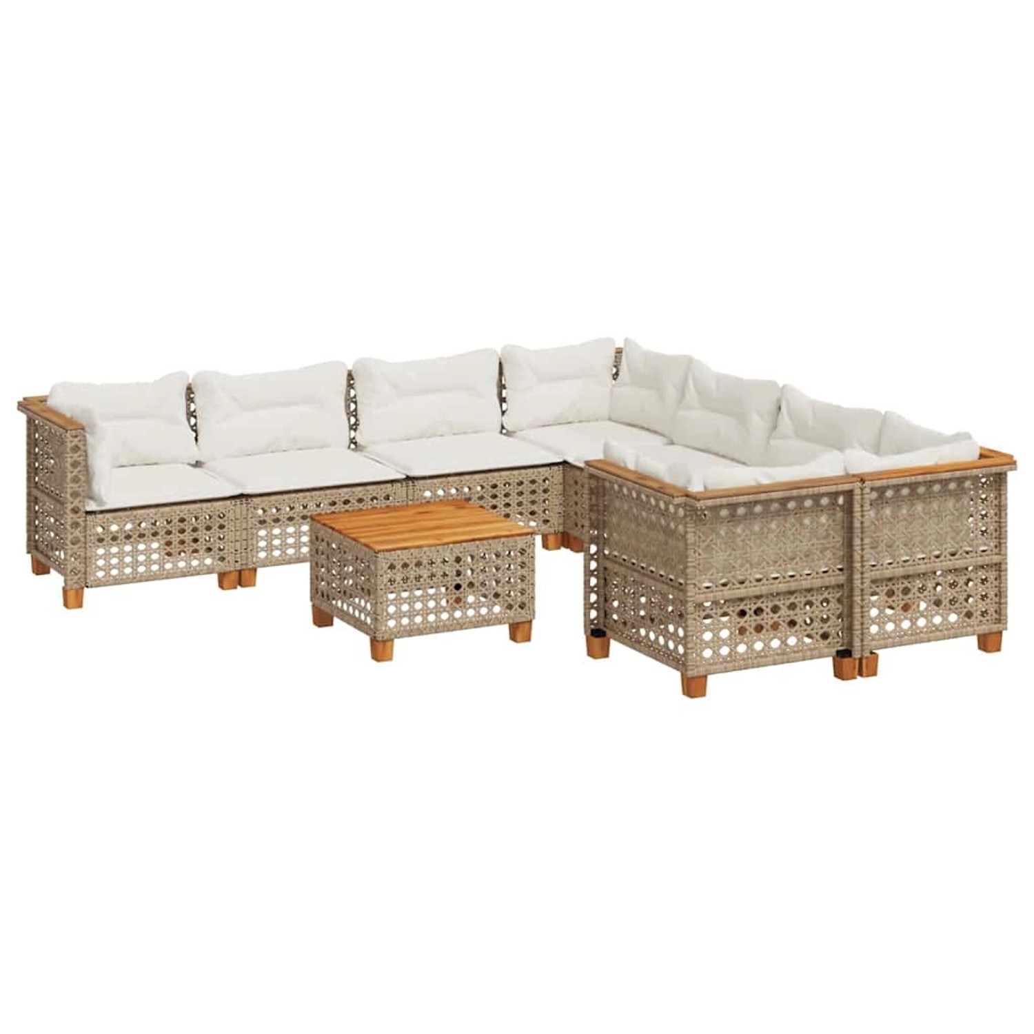 vidaXL 9-Tlg Garten-Sofagarnitur mit Kissen Beige Poly Rattan 3261778 günstig online kaufen