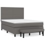 Graues vidaXL Boxspringbett 140x190 cm mit Matratze, Kunstleder und Bank.