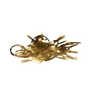 30er LED Lichterkette, batteriebetrieben, warmweißes Licht, transparentes Kabel. Ideal für Weihnachtsdeko.