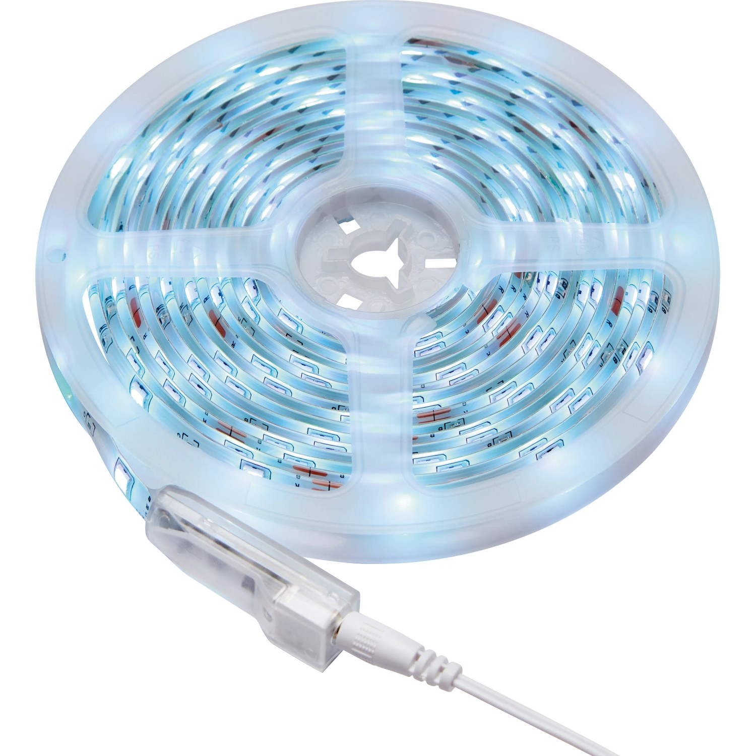 Aufgerolltes LED-Flexband RGB, 5 m, mit Fernbedienung. LED-Streifen für farbige Lichtakzente.
