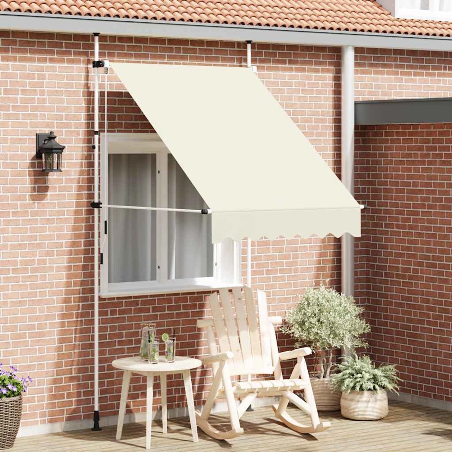 furnicato Einziehbare Markise Handbetrieben 150 cm Cremeweiß günstig online kaufen