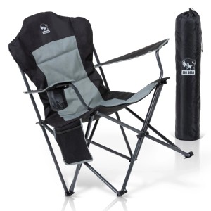 BigDean Luxus Campingstuhl Faltbar 160 KG Belastbar Ultragroß Mit Hochlehner Bequem Gepolster Klappstuhl