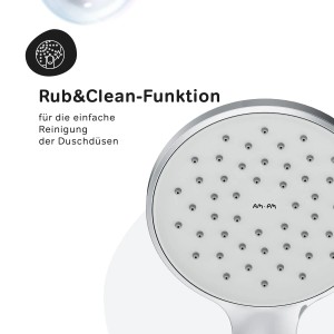 Detailaufnahme des AM.PM Duschkopfes mit Rub&Clean Funktion, Teil des Brausesets.