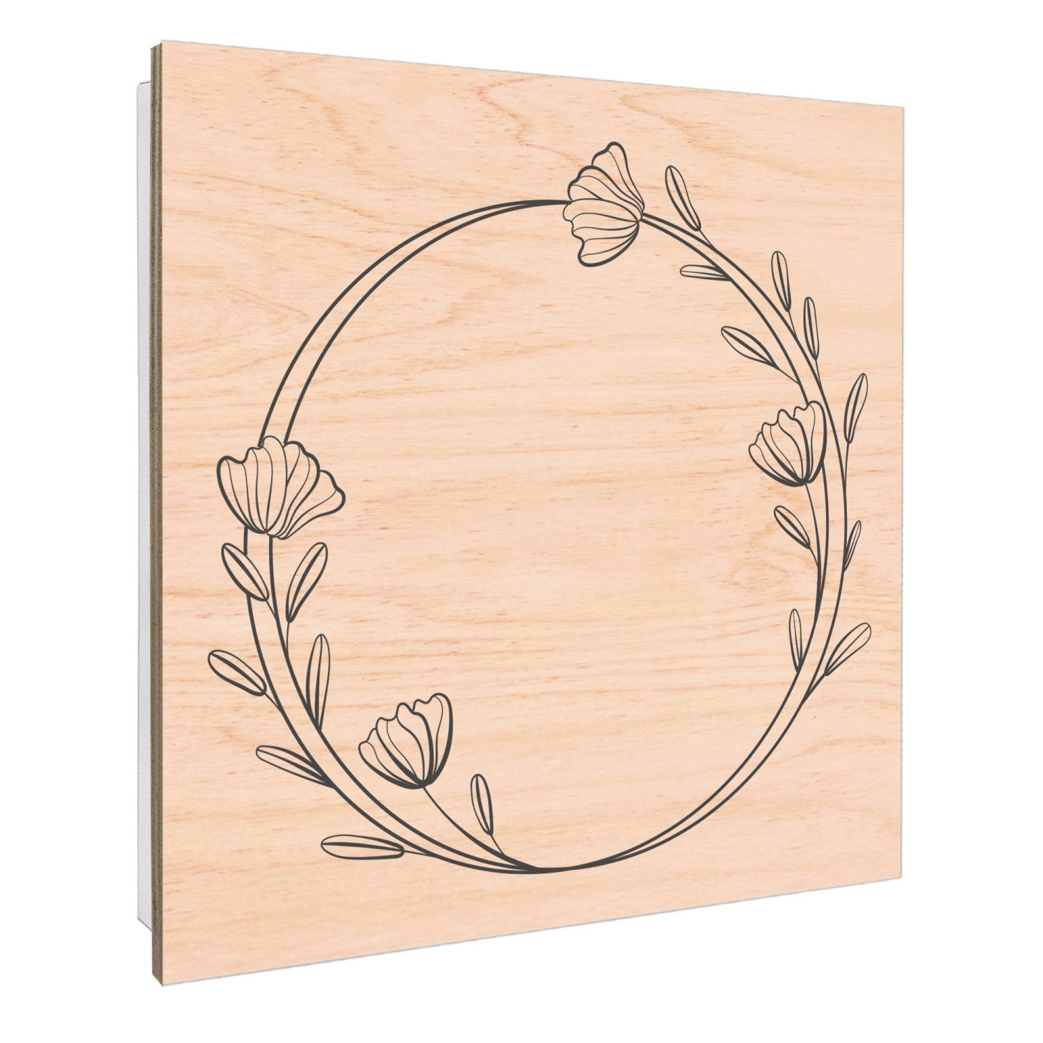 Banjado Schlüsselbox aus Holz, 30x30cm, weiß, mit floralem Design. Schlüsselkasten für 50 Schlüssel.