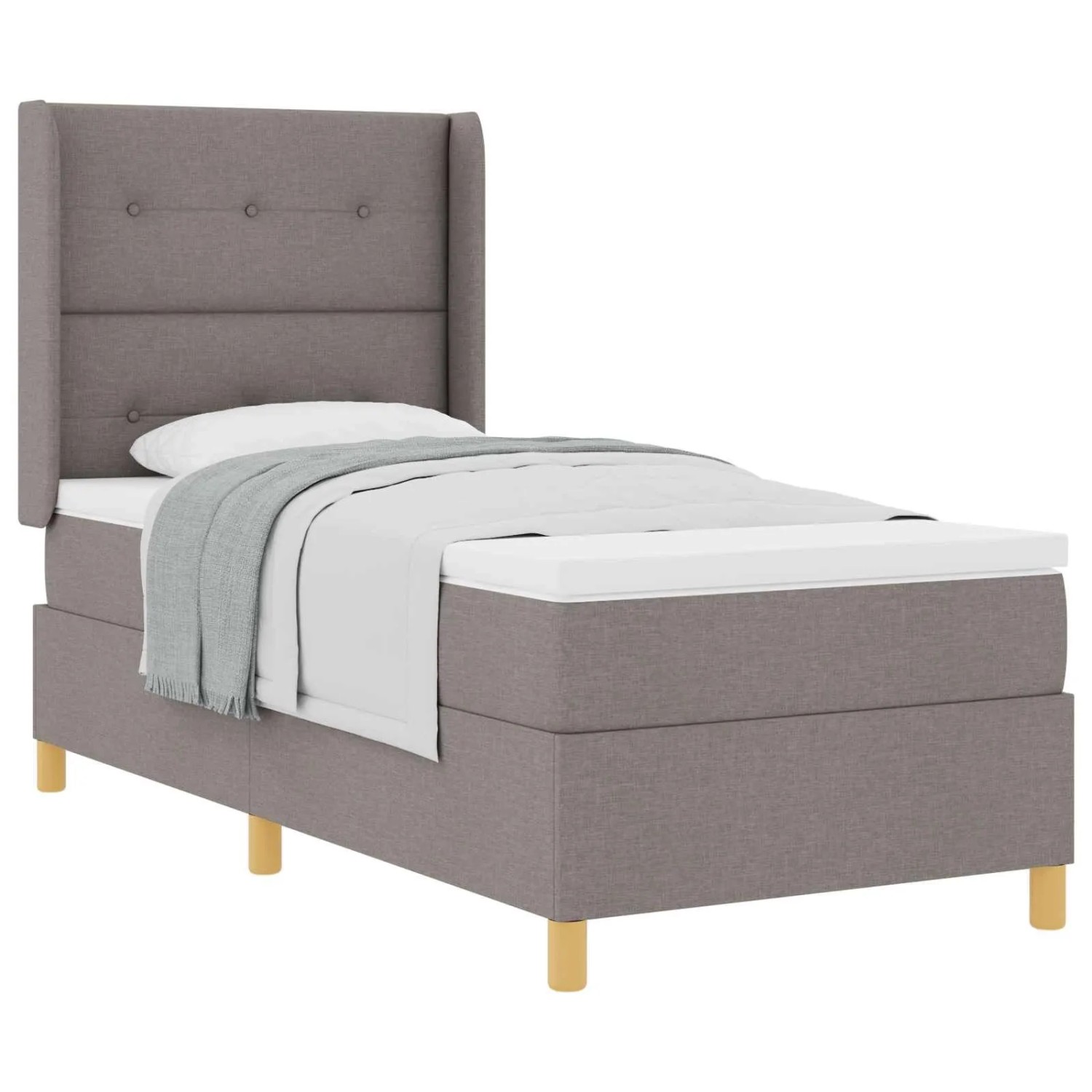 vidaXL Boxspringbett mit Matratze mit Kopfteil Taupe 80 x 200 cm Stoff 3341802
