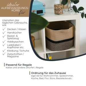 HMF 39011-36CM-81 Aufbewahrungskorb  Griffen Korb Baumwolle 36 x 30 x 25 cm Schwarz-Honig