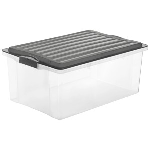 Rotho Stapelbox Compact A3 Transparent/Grau 38 l